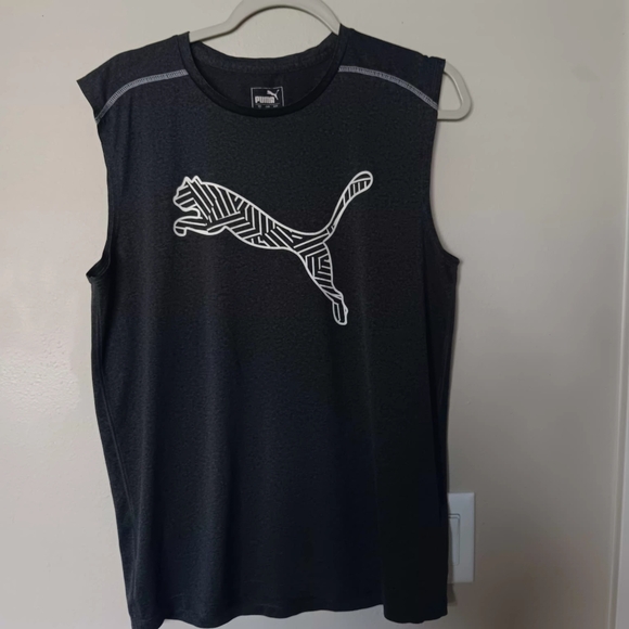 Puma Black Sleeveless Athletic Tank with White Logo - Picture 7 of 11